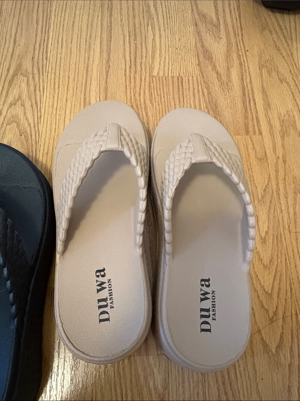 Cream Braided Strap Slide Sandals for Women
